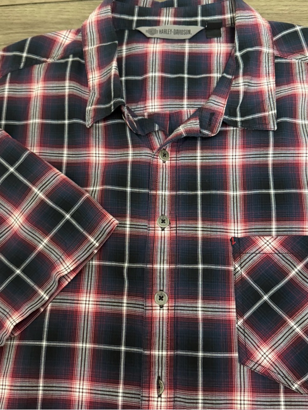 Harley-Davidson Men's Red & Black Plaid Short Sleeve Shirt 3XL